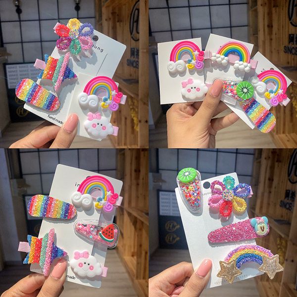 

радуга облако lollipop цвет hairclip корейских дети симпатичных карты клип пограничного зажим девушка младенец лиу хая цзя, Slivery;white