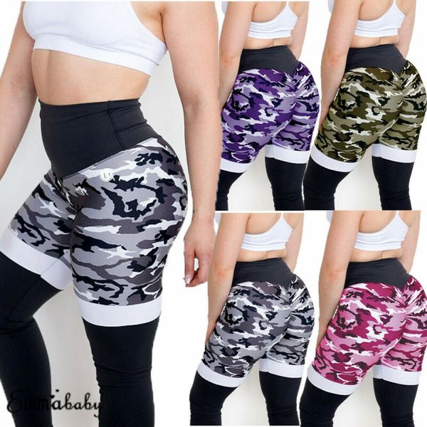 

women camo yoga pants hip push up leggings fitness workout stretch trousers, White;black