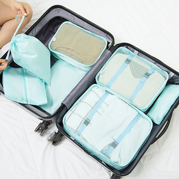 

5 pcs bag case travel storage bag set tidy organizer wardrobe suitcase pouch travel organizer shoes packing cube for clothes