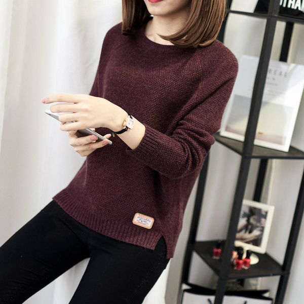 

autumn sweater 2019 winter women fashion o-neck casual women sweaters and pullover warm long sleeve knitted sweater, White;black