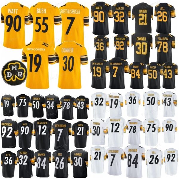 

55 Devin Bush 2019 Jerseys 19 Juju Smith-Schuster 90 T.J. Watt 30 James Conner 78 Villanueva 7 Roethlisberger New