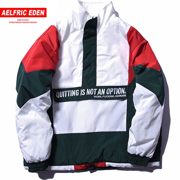 

aelfric eden vintage color block patchwork pullover jackets mens hip hop embroidery windbreaker jacket winter streetwear fc01, Black;brown
