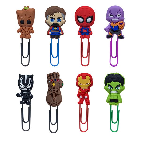 

8pcs cartoon infinity war bookmark book souvenir school supplies paper clip diy decoration teacher gifts