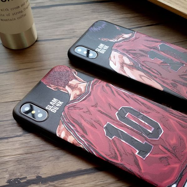 

5 styles wholesale for iphone 11 pro max slamdunk cortoon red sports men case with basketball print silicone phone case