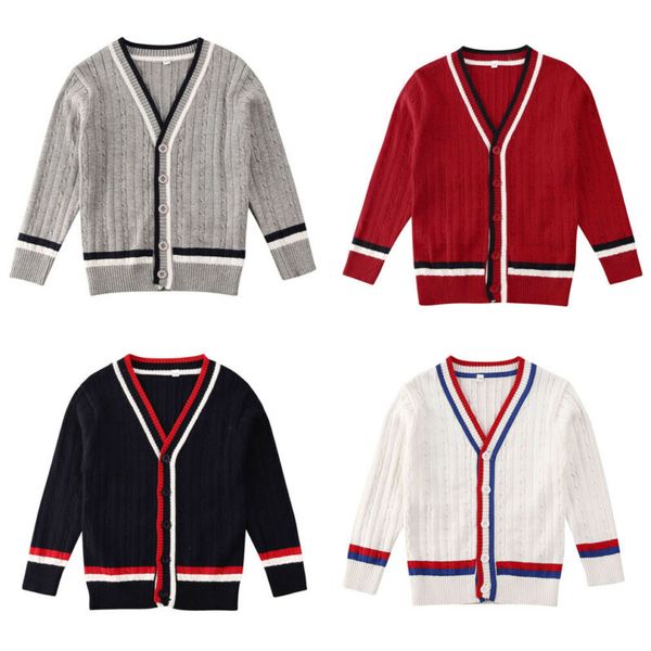 

autumn toddler kids sweater cardigan baby boy girl knitted jackets children long sleeve school coat, Blue