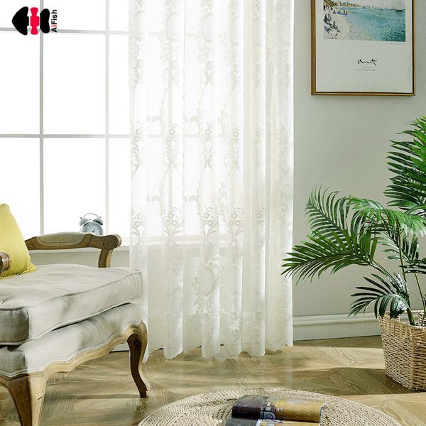 

mesh fabric lace curtains for living room countryside pastoral rural delicate sheer floral home decoration window drapes wp415c