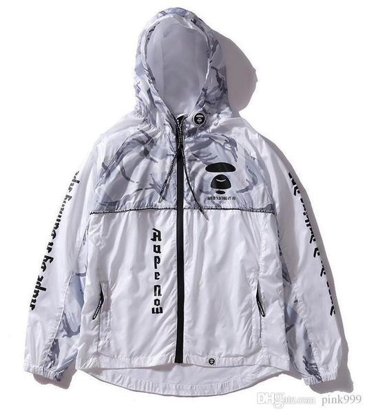 

kanye west y-3 spring hooded windbreaker a bathing aape ape shark jacket men women ap pilot motorcycle baseball camouflage sports jackets, Black;brown