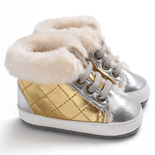 

1 pair baby shoes anti-skid soft outsole pu cotton boots thick warm winter boots shoes fashion toddlers