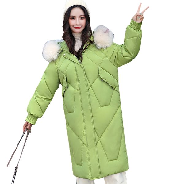 

winter jacket women down cotton overcoat plus size loose coat new womens hooded long jacket thick warm female down q149, Black