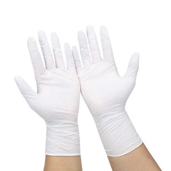 

50шт/коробка одноразовые белые перчатки нитриловые лабораторные экспертизы промышленной водоустойчивая маска для рук перчатки s/м/л