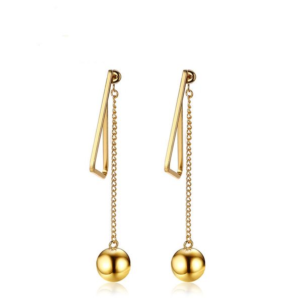 

gold color fashion simple lady's triangle beads earrings stainless steel earring jewelry gift for women lady j112, Golden;silver