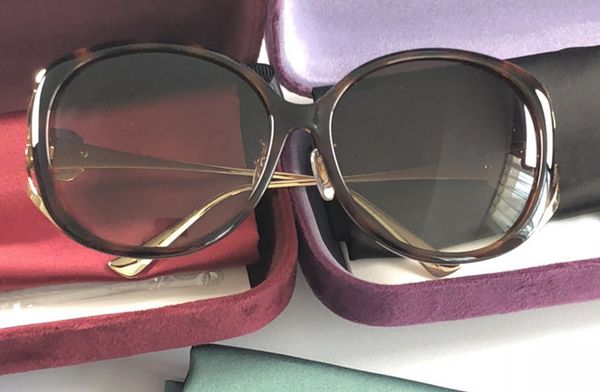 

women havana plastic round sunglasses brown gradient lens shades 0226 sunglasses eyewear new with box, White;black