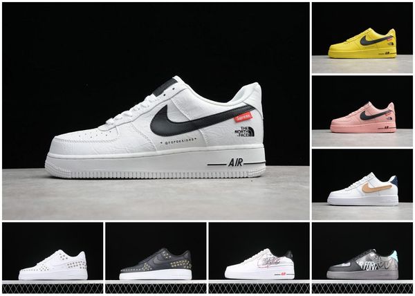 

2020 supreme tnf lv sup air forces 1 af1 low off denim black white red sneakers trainers men and women 270 sport running shoes
