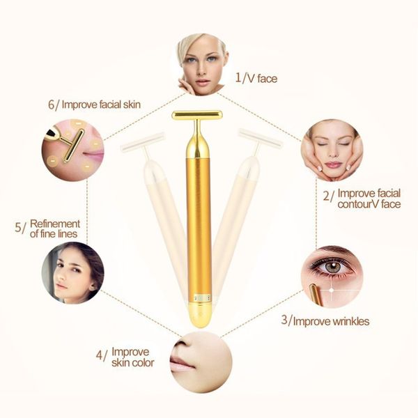 

sale 24k gold massage device electric eye massager facial vibration thin face magic stick anti bag pouch wrinkle pen