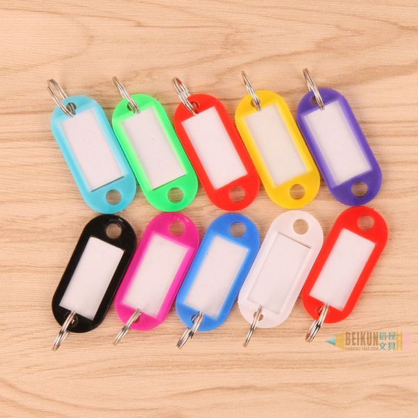 

plastic keychain key tags id label name tags with split ring for baggage key chains key rings, Silver