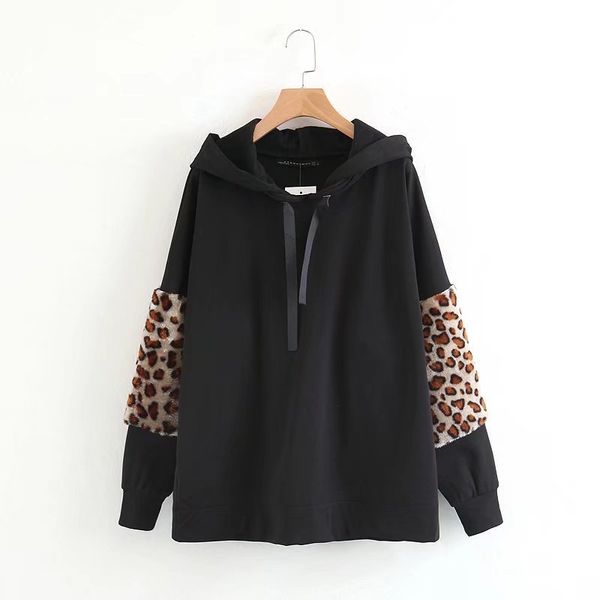 

women's hoodies & sweatshirts women leopard black grain casual warm loose oversized female with hood spring autumn long sleeve sweatsh