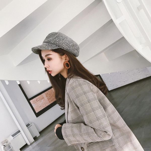 

new style berets for women octagonal cap beret hat winter solid colors warm wool knitted hat female casual beanies boina, Blue;gray