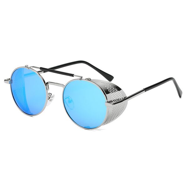 

retro round metal sunglasses steampunk men women brand designer glasses oculos de sol shades uv protection, White;black