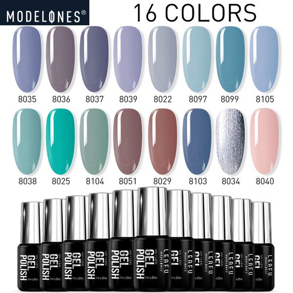 

modelones 16pcs/lot coffee color series uv gel polish soak off nail design led gel nail enamel semi permanent kits, Red;pink