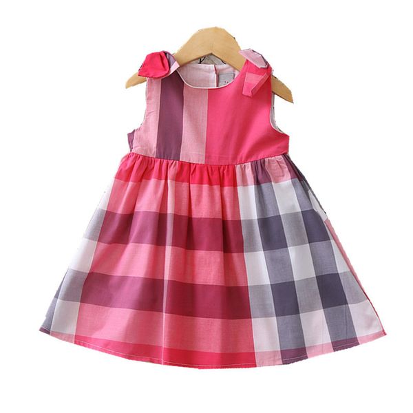 

bow plaid girls dress 2020 summer children girls' princess dress, Red;yellow