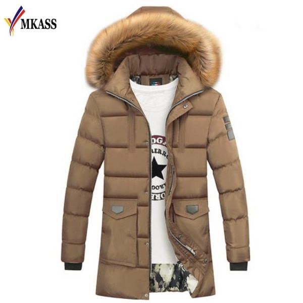 

2018 brand winter jacket men casual warm parka men fashion cotton coat detachable fur hooded collor thicken man jackets outwears, Tan;black