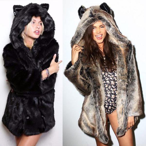 

vetement 2019 winter autumn women's long hooded furry vest faux fur coat femme jacket artificial fur fake outwear zm12, Black