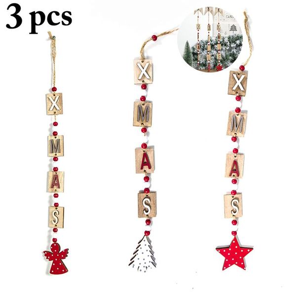

3pcs new wooden painted christmas xmas letters pendant christmas hanging ornament letter decor wood hanging decor for xmas tree