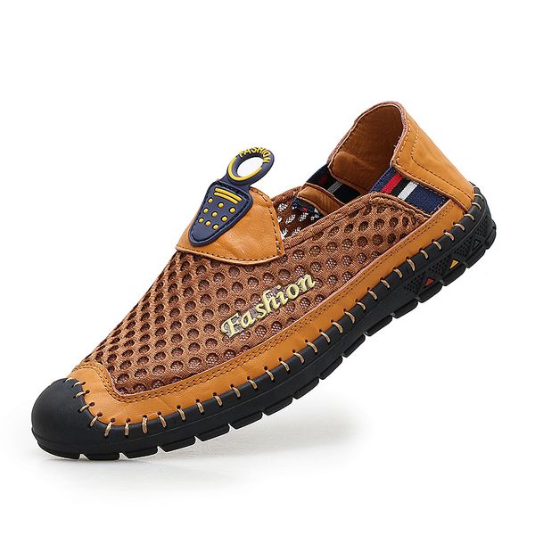 

new men loafers casual summer shoes fashion genuine leather slip on driving shoes soft moccasins holes comfort light mens flats, Black