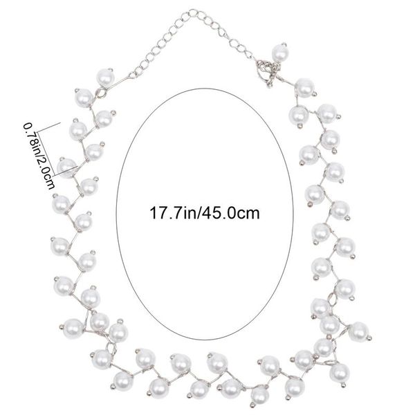 

1pc necklace creative alloy fashion interval pearl necklace neck chain pendant ornament for ladies women girls, Silver