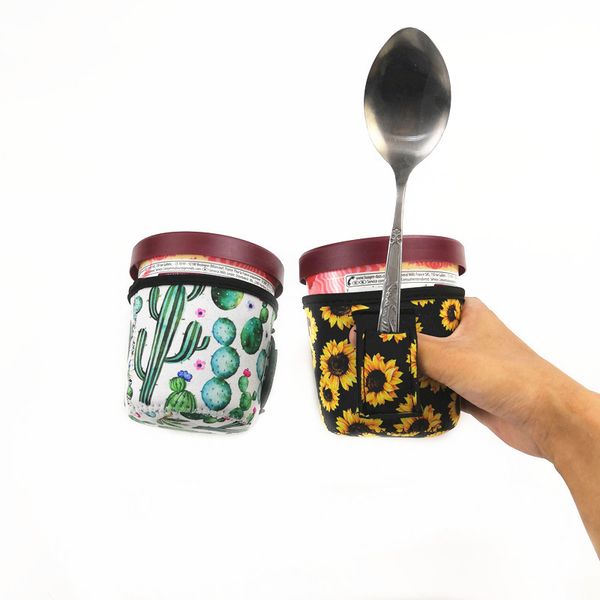 

New fa hion ice cream can cooler cover koozie with leopard and cactu neoprene can holder cover domil