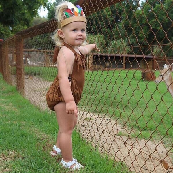 

0-2 year old girl fringetriangle rompers girl brown triangle rompers, Blue