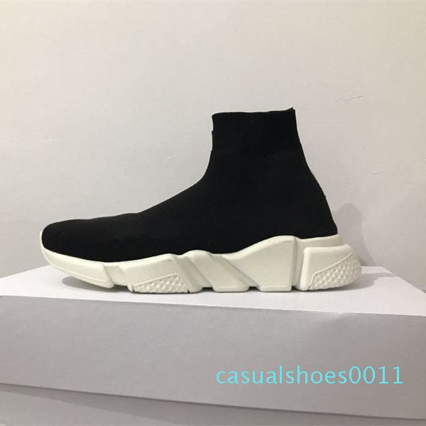 

2019 speed trainer socks stretch-knit high trainer shoes sneaker black white woman man designer shoes size4.5-11.5