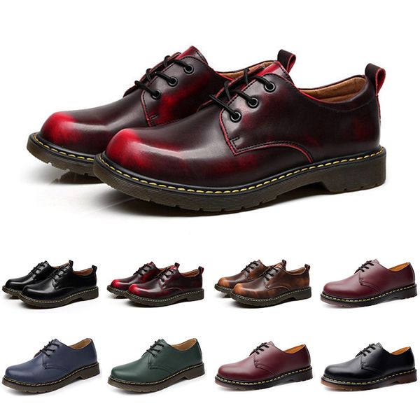 

2020 designer casual shoes men leather black white blue brown business fashion platform flat party mens trainers sneaker size 38-45 color7