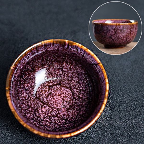 Forno Piccola Tazza da tè Blu Giallo Rosa Bicchieri Kung Fu cinese Set da tè Tazze da tè Tazze in ceramica dipinta a mano per puer Oolong