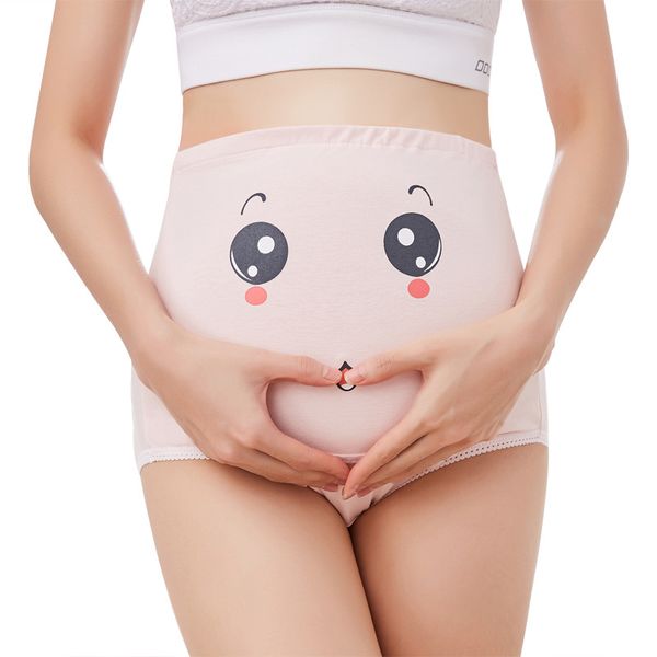 

shorts for pregnant women l breathable high waist abdomen support adjustable cute cartoon pregnancy maternity short pants, White