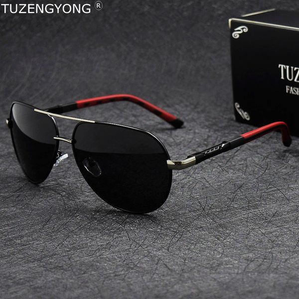 

tuzengyong aluminum men's polarized sunglasses classic brand driving sun glasses coating lens eyewear accessories for men oculos, White;black