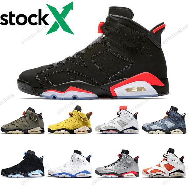 

stock x jumpman 6 black infrared 6s carmine unc basketball shoes mens tinker black cat designer trainers sneakers us 7-13