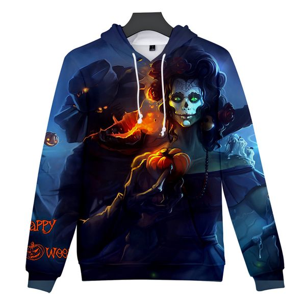 

plus size men's sweatshirt casual scary halloween costume clothes lover 3d print party holiday long sleeves hoodie blusas, Black