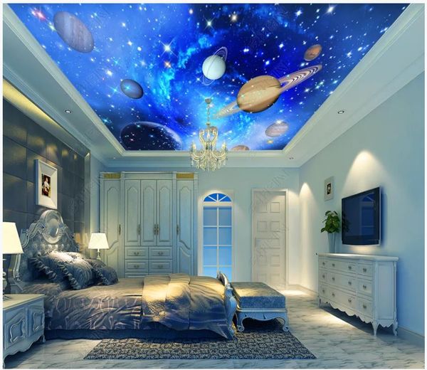 

custom 3d silk p wallpapers 3d ceiling murals 3d universe stars empty planet living room ceiling zenith mural wall papers
