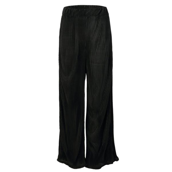 

fashion beach wide leg palazzo trousers women pants casual pleated high waist daily ladies summer ninth loose, Black;white