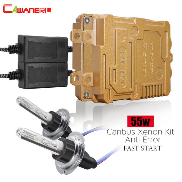 

cawanerl 55w canbus hid xenon light kit ballast + bulb no error fast start 12v car headlight fog light h1 h3 h7 h8 h11 9005 9006