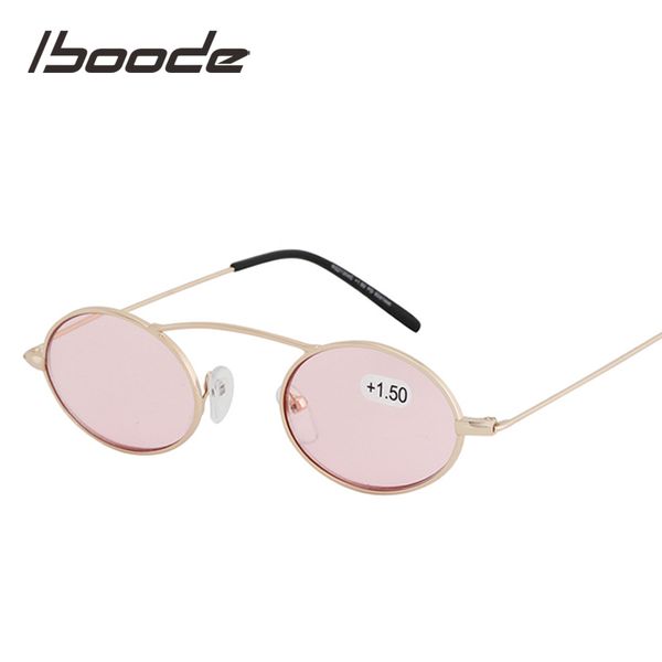

iboode sunglasses women men mini oval reading with diopter +1.50 2.0 2.5 candy color metal frame sun glasses presbyopia, White;black