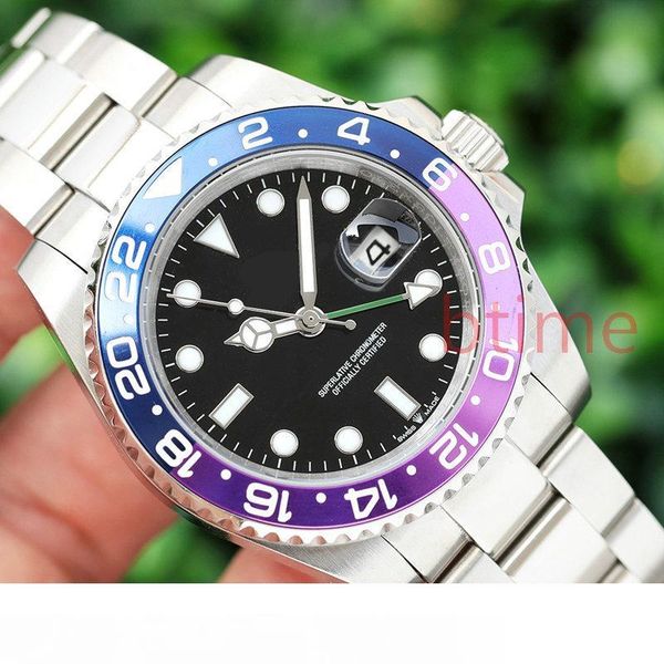 

luxury gmt ceramic bezel mens mechanical ss automatic movement master watch designer sports self-wind men watches wristwatches btime, Slivery;brown