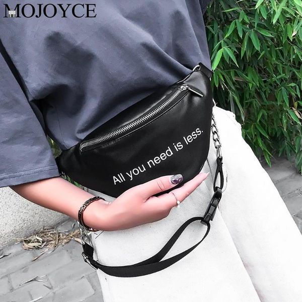 

fashion pu leather fanny waist pack women shoulder bag chain pouch phone shoulder belt handbags sac a dos bolsas feminina mujer