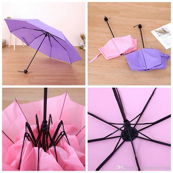

waterproof black solid color umbrella couple plaid three-folding portable umbrella mix colors folding short handle umbrella bh0809 tqq