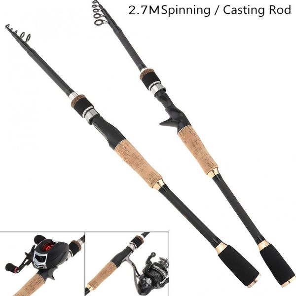 

2.1m 2.4m 2.7m 7 section carbon fiber lure fishing rod ultra light spinning casting fishing pole travel tackle lure rod