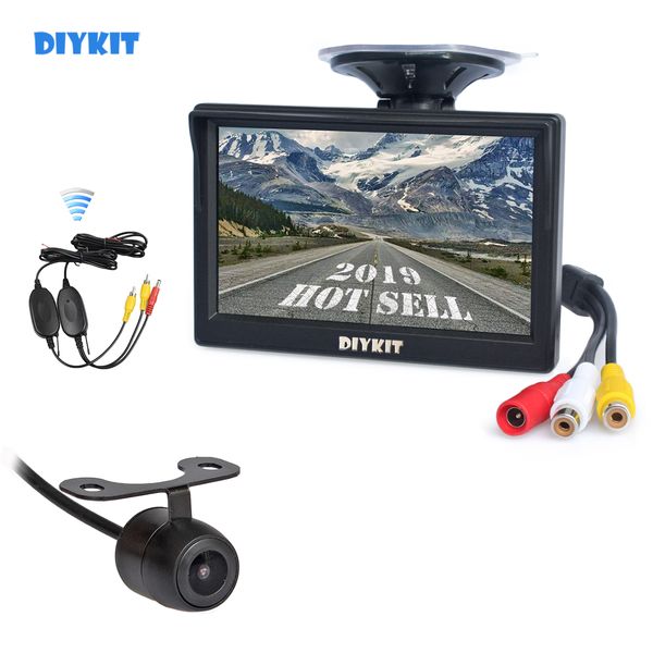 DIYKIT sem fio Estacionamento Sistema de Segurança Kit 5inch Vista Traseira Monitor de Monitor de Car + Waterproof HD de backup Car Camera