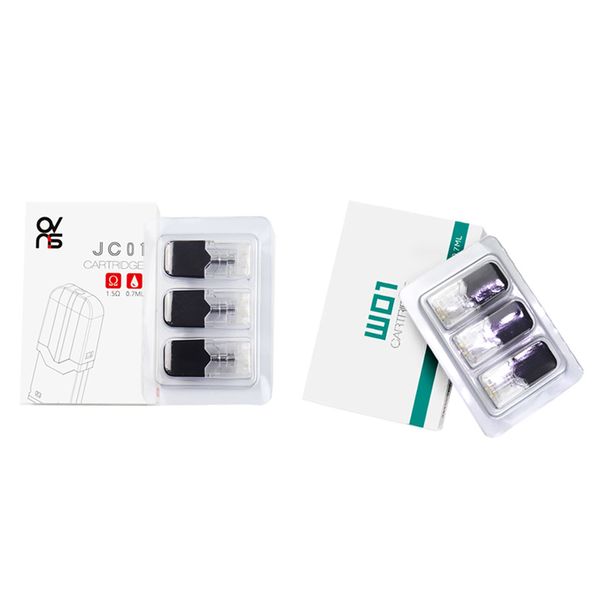 

Original OVNS JC01 Pod Replacement Cartridges 3pcs pack 0.7ml 1.5ohm Ceramic Pods 1.8ohm Heads for JC01 battery Kit