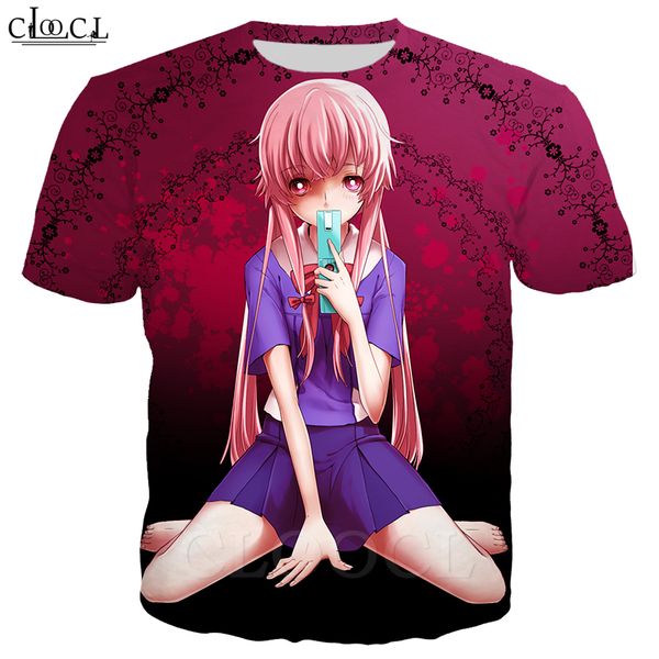 

мода аниме future diary футболка 3d печать мужчины женщины gasai юно креативный homme одежда с коротким рукавом плюс размер harajuku пары to, White;black