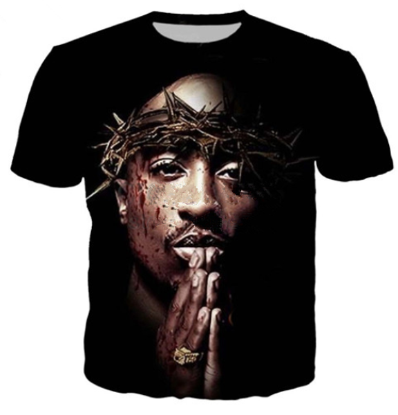 

popular singer rapper tupac 2pac t shirt men women funny 3d print summer short sleeve o neck crewneck casual a216, White;black